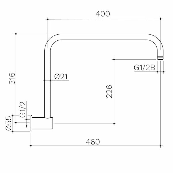 Caroma 460mm Upswept Shower Arm