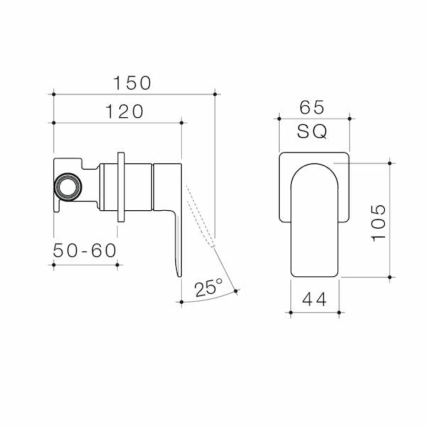 Caroma Urbane® II Bath / Shower Mixer - Square Cover Plate