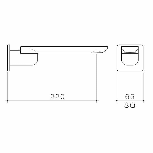Caroma Urbane® II 220mm Bath Swivel Outlet - Square Cover Plate