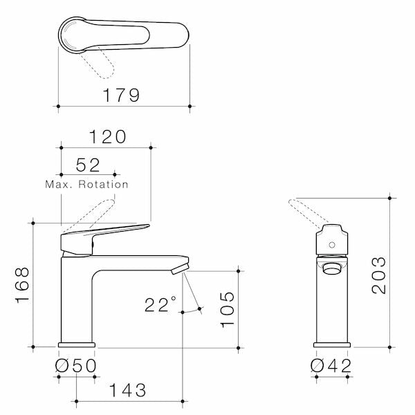 Caroma Caroma Opal® Basin Mixer H/C - Matte Black - LF