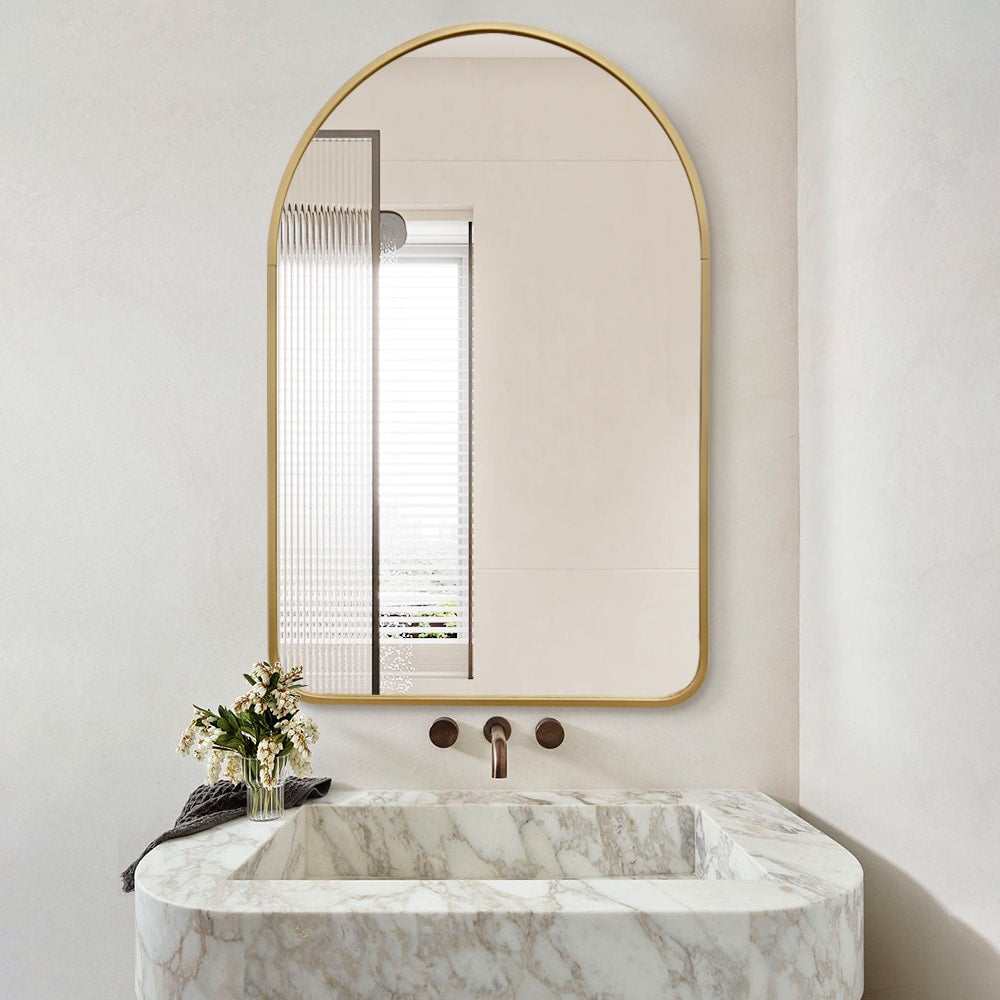 Arched Wall Mirror – 80x100cm Black or Gold Aluminium Frame