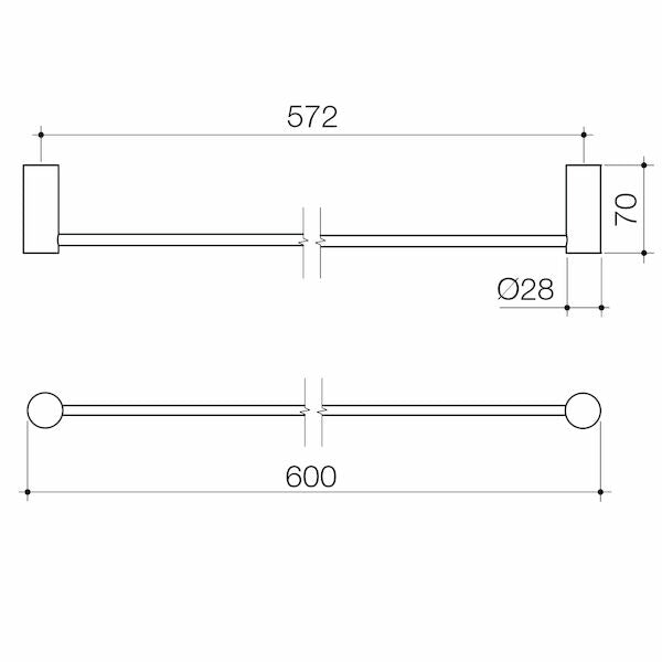 Stylus Basis Single Towel Rail 600mm