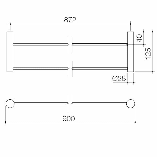 Stylus Basis Double Towel Rail 900mm