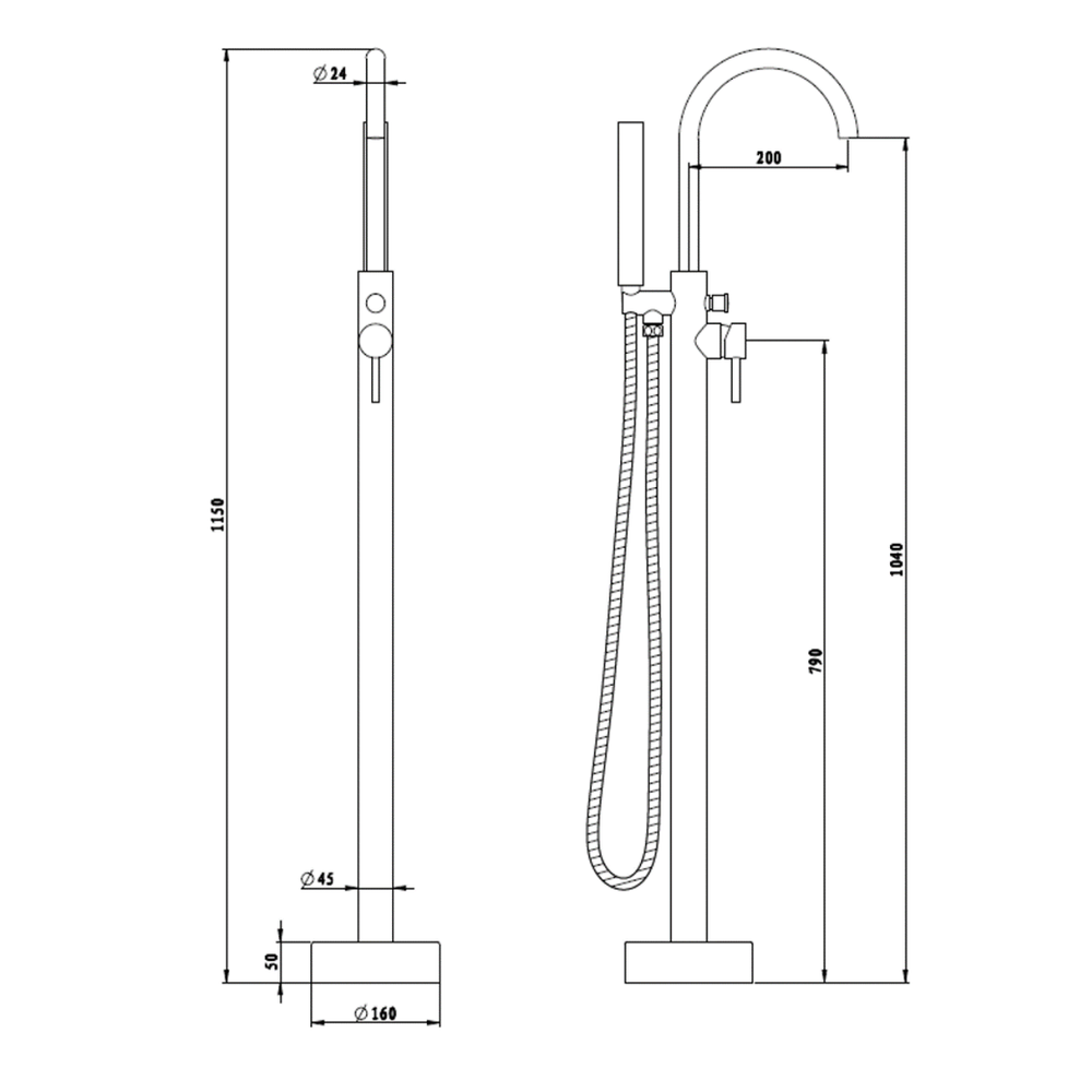 Bella Vista Mica Freestanding Bath Mixer with Hand Shower