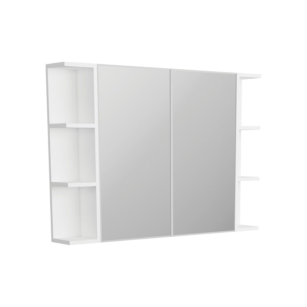 Bevel Edge Mirror Cabinet with 2 Side Shelves, 750mm