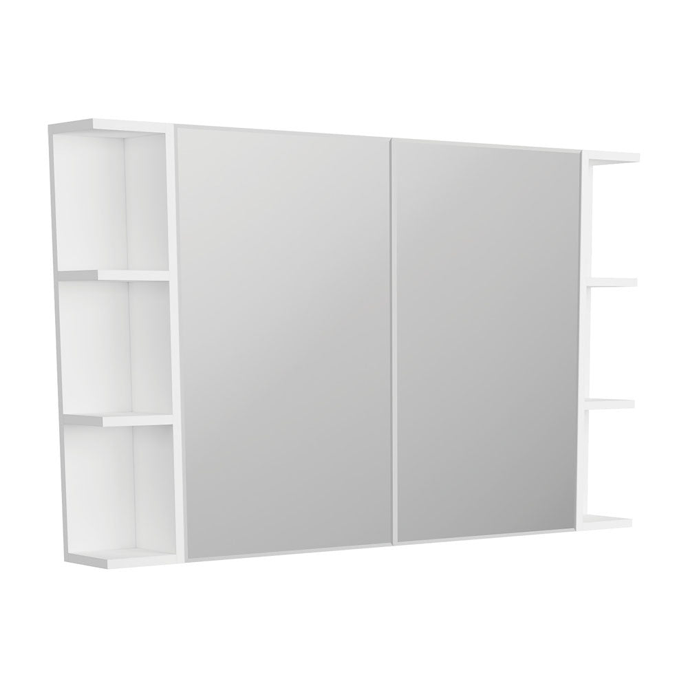 Bevel Edge Mirror Cabinet with 2 Side Shelves, 900mm