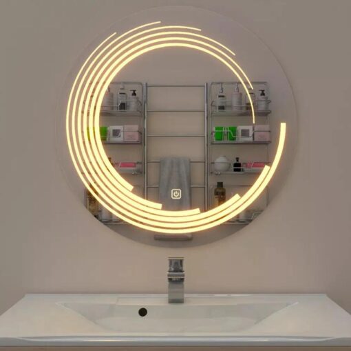 Besty Round LED Mirror – 80cm Frameless Concentric with Defogger