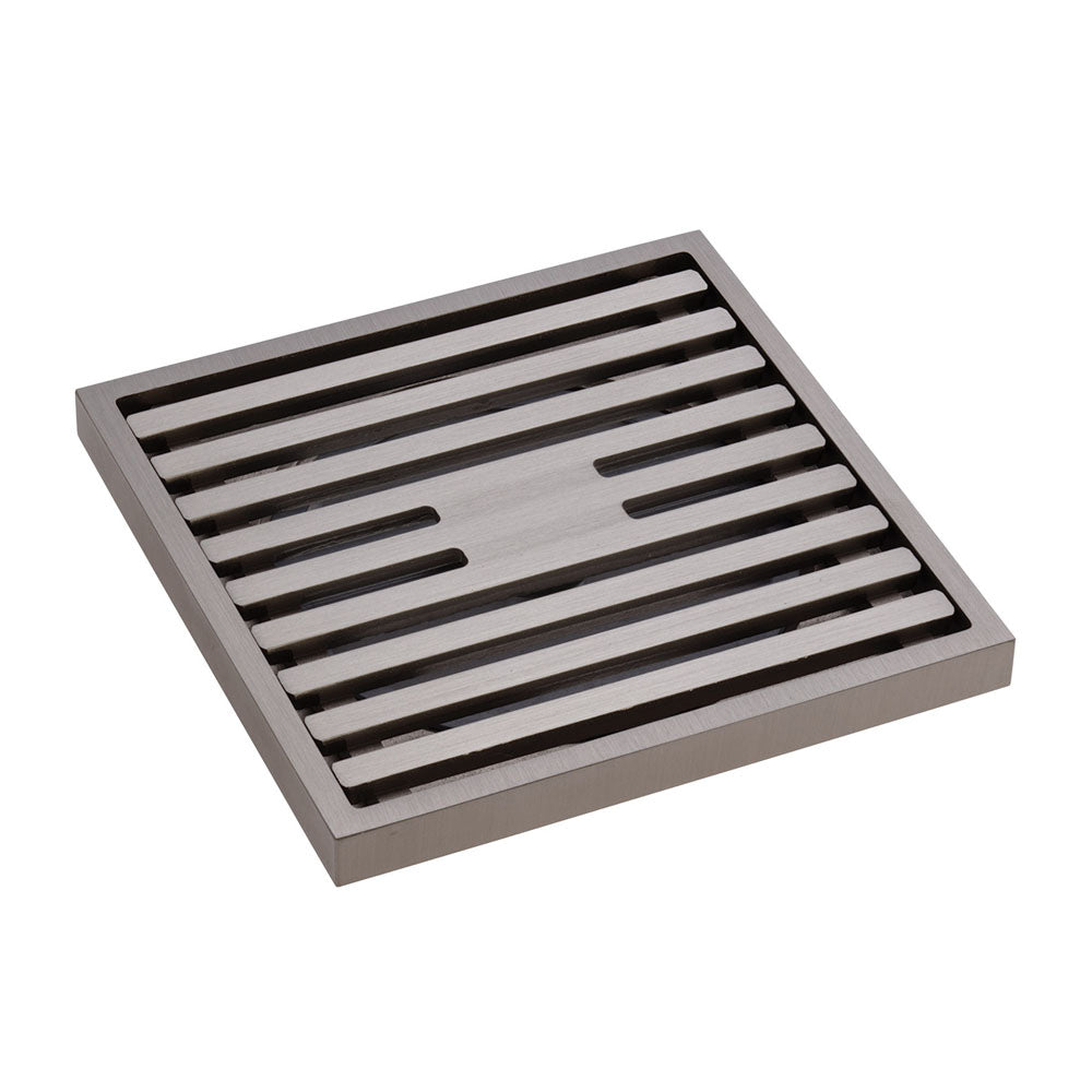 Fienza Square Slim Grate Floor Waste, 88mm Outlet - Brushed Nickel