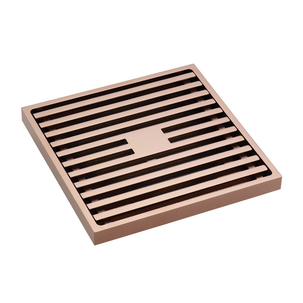 Fienza Square Slim Grate Floor Waste, 88mm Outlet - Rose Gold