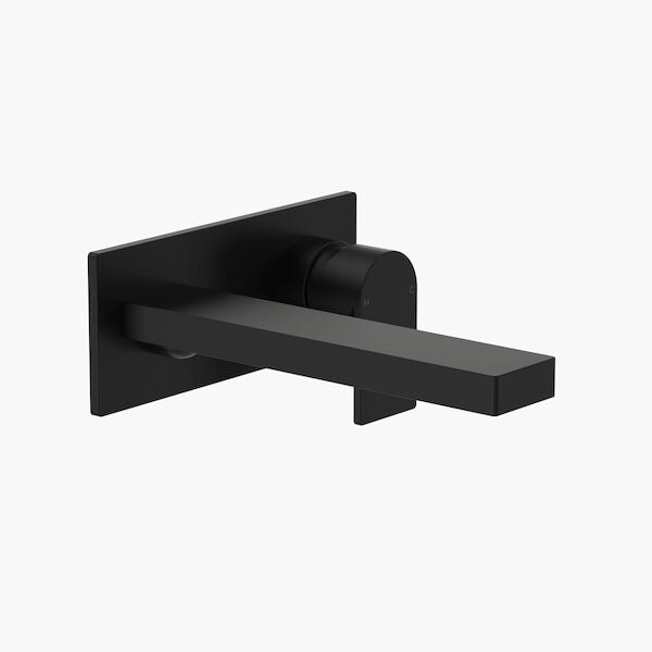 Clark Round Square Wall Basin/Bath Mixer 180mm - Matte Black - Lead Free