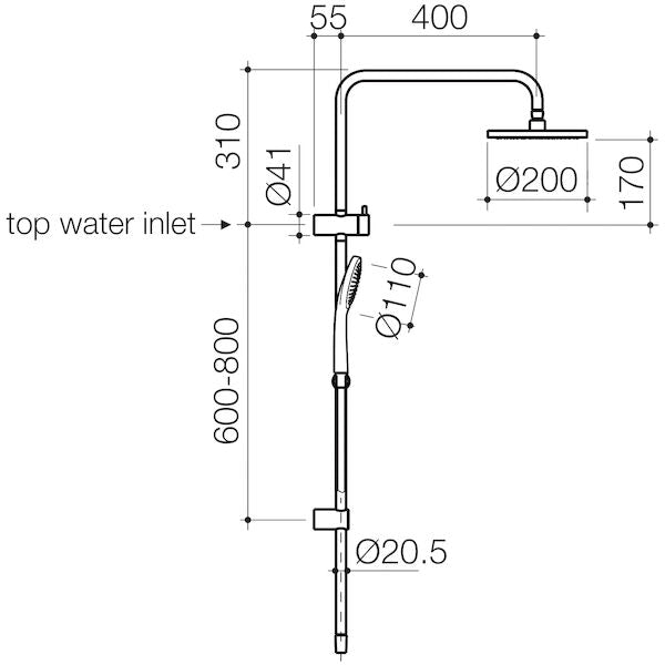 Clark Round II Rail Shower with Overhead