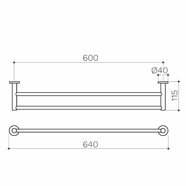 Clark Round Double Towel Rail 600mm