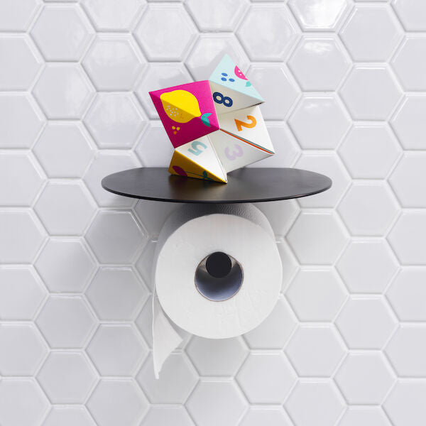 Clark Round Toilet Roll Holder with Shelf