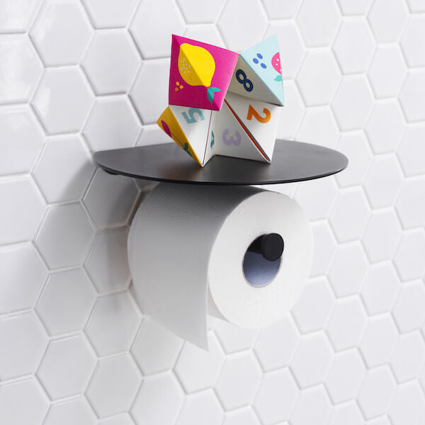 Clark Round Toilet Roll Holder with Shelf