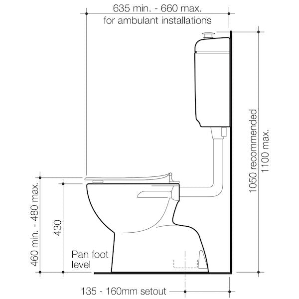 Caroma Care 400 Connector (S Trap) Suite with Double Flap Seat