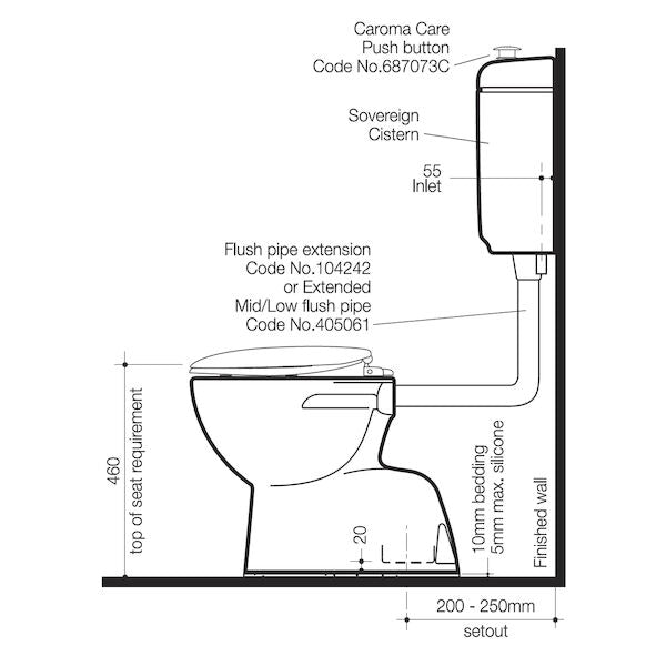 Caroma Care 400 Connector (S Trap) Suite with Double Flap Seat