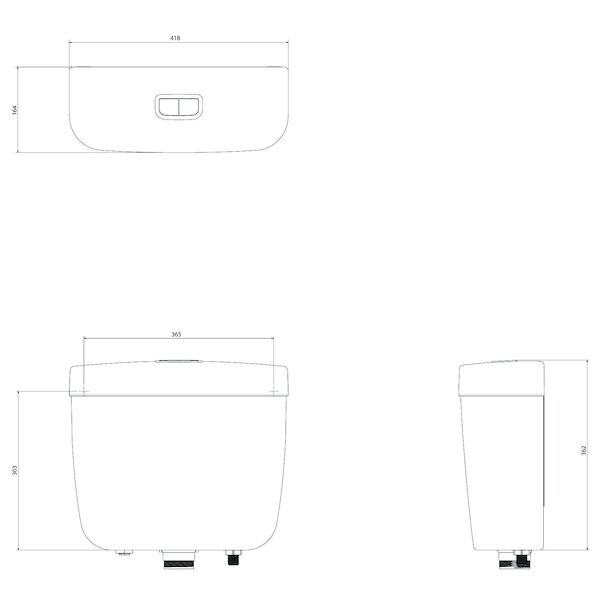 Caroma Aire Connector Bottom Inlet Cistern (includes seat and link)