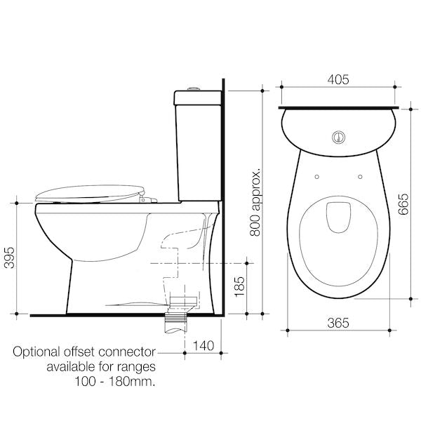 Caroma Profile II Close Coupled Suite - P Trap, SC seat