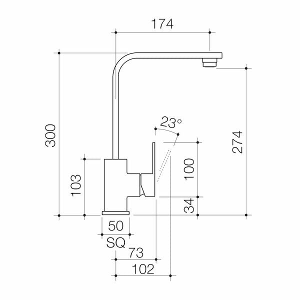 Caroma Quatro Solid Sink Mixer - Lead Free