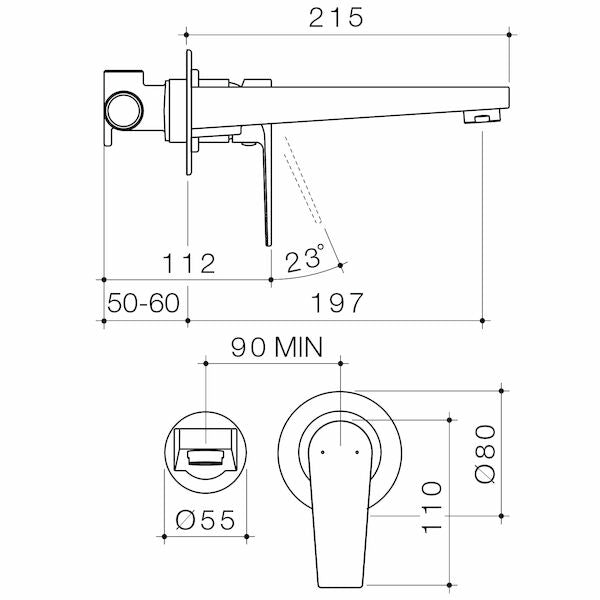 Caroma Vivas Basin/Bath Mixer - Round Back Plate
