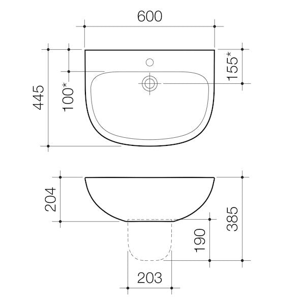 Caroma Care 600 Wall Basin (with GERMGARD®) - 0TH