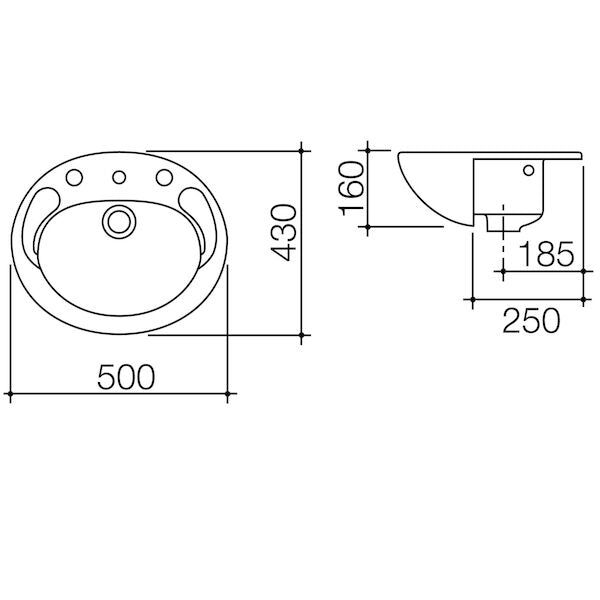 Caroma Concorde 500 Semi Recessed Basin - 1TH
