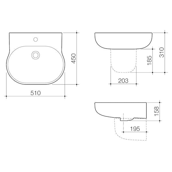 Caroma Opal® 510 Wall Basin 0TH