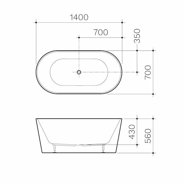 Clark Round Freestanding Bath 1400mm (with Overflow)