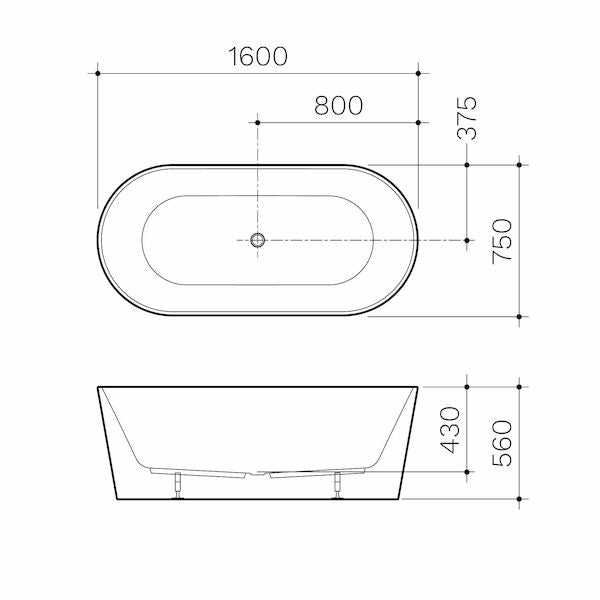 Clark Round Freestanding Bath 1600mm (with Overflow)