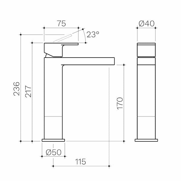 Clark Round Square Tower Basin Mixer - Lead Free