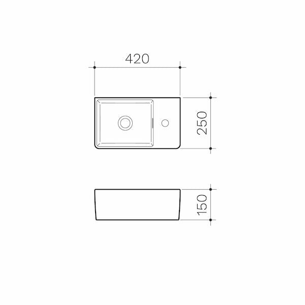 Clark Square Hand Wall Basin (1 Tap Hole)