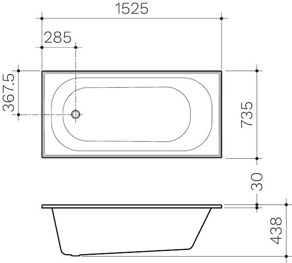 Clark Round Bath 1525mm with Overflow - No Overflow Kit