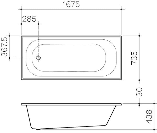Clark Round Bath 1675mm with Overflow - No Overflow Kit