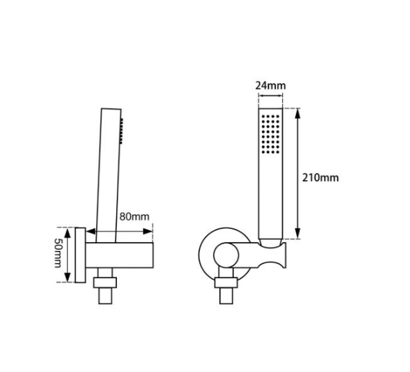Round Brushed Nickel Shower Rail with Hanheld Shower (Stainless Steel Hose)