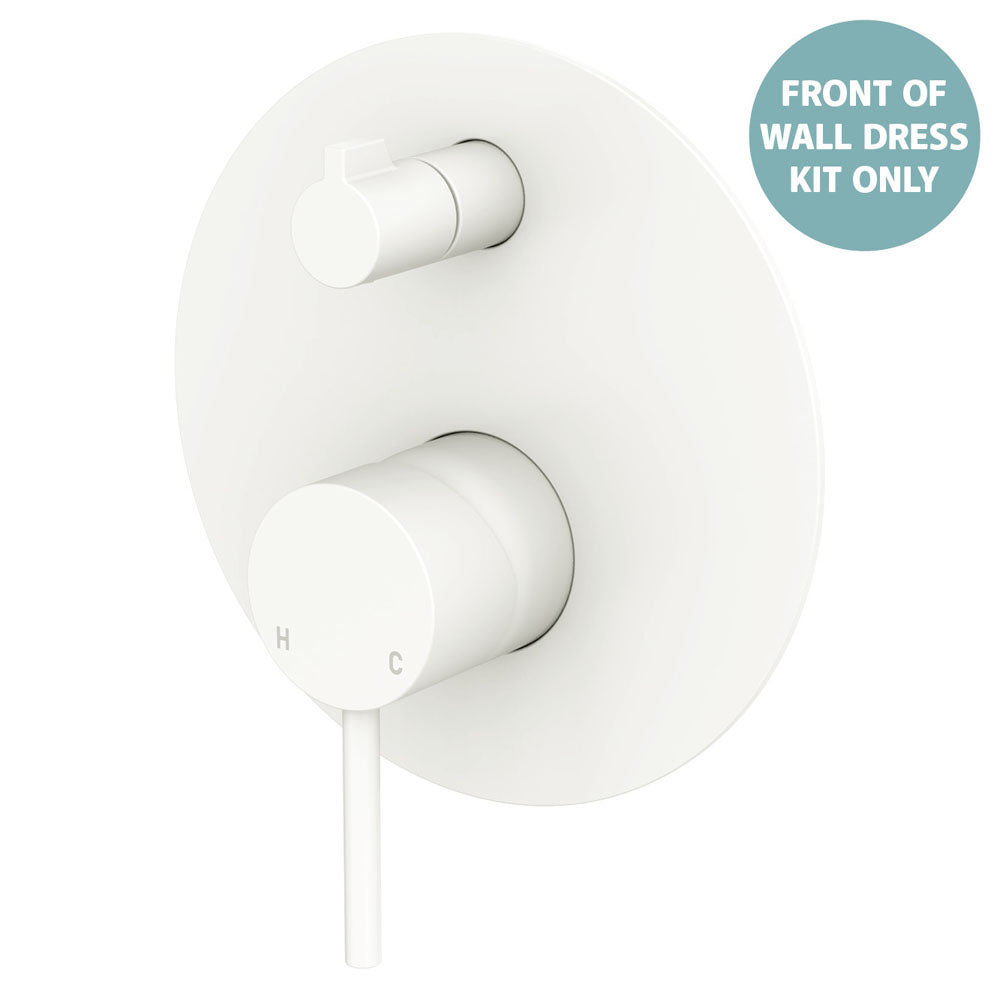 Kaya Wall Diverter Mixer Dress Kit, Large Round Plate - Matte White