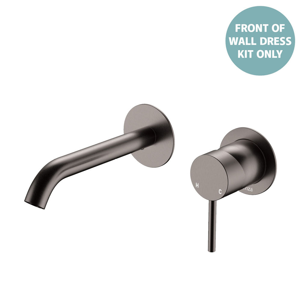 Kaya Basin/Bath Wall Mixer Dress Kit, Round Plates, 160mm Outlet - Gun Metal