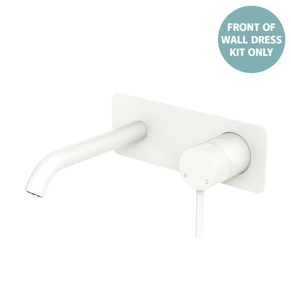 Kaya Basin/Bath Wall Mixer Dress Kit, Rectangular Plate, 160mm Outlet - Matte White