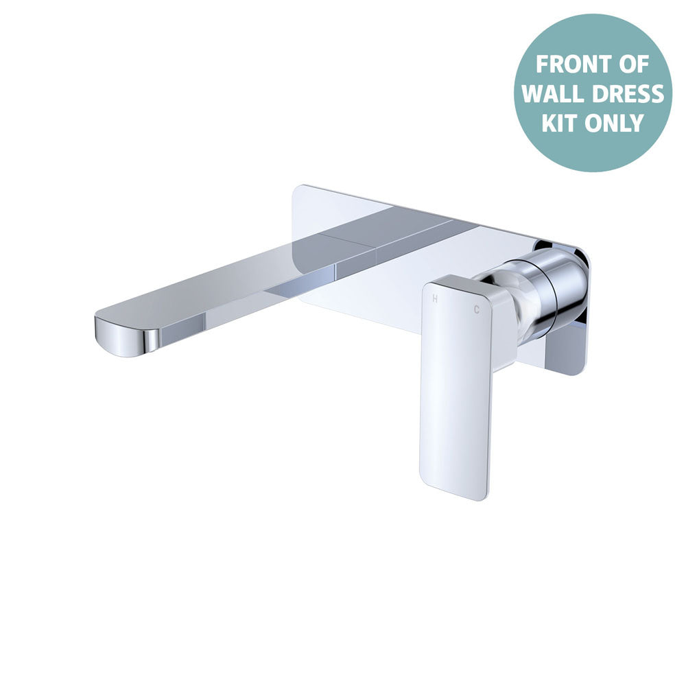 Fienza Tono Wall Basin/Bath Mixer Set Dress Kit, Rectangular Plate, 160mm Outlet