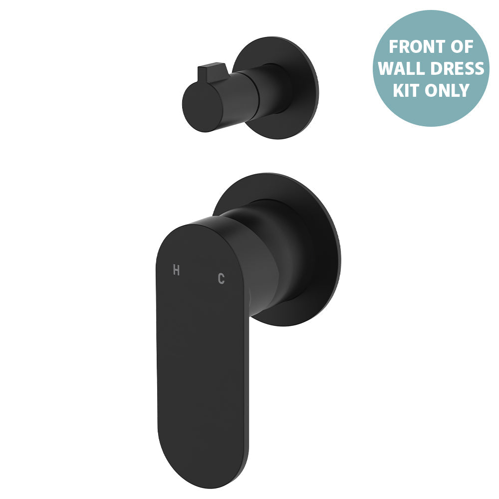 Empire Slim Wall Diverter Mixer Dress Kit, Small Round Plates, Vertical - Matte Black