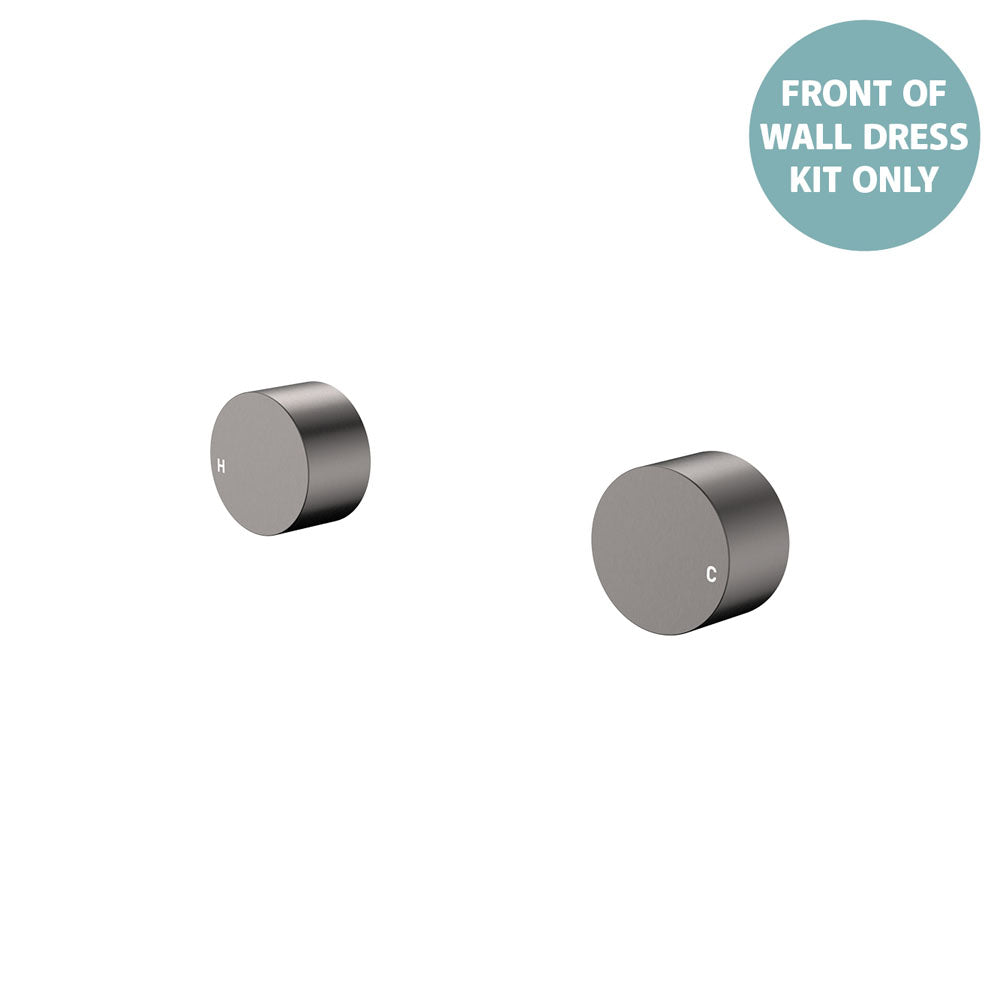 Fienza Kaya Round Wall Taps, Dress Kit - Gun Metal