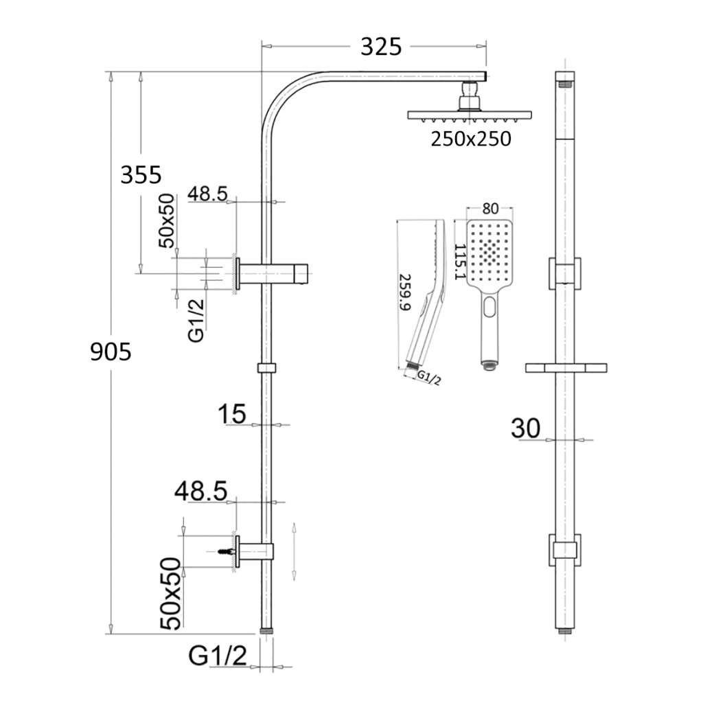 Bella Vista Cresta Dual Shower Rail