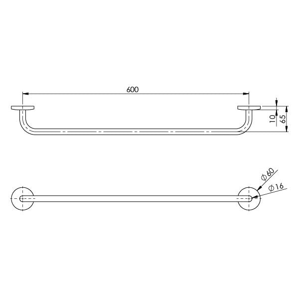 Phoenix Festival Single Towel Rail 600mm