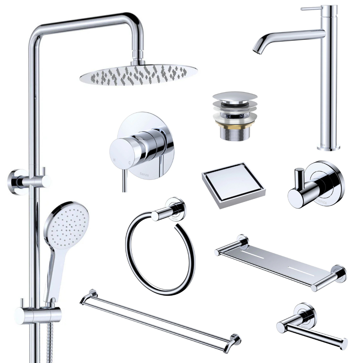 Fienza Kaya Bathroom 10 Piece Package – Chrome