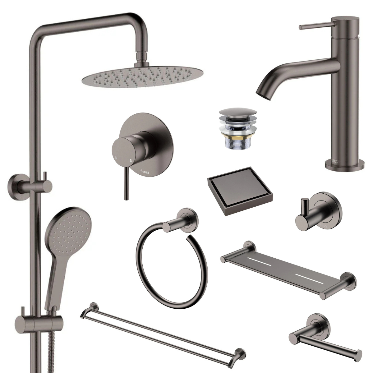Fienza Kaya Bathroom 10 Piece Package – Gun Metal