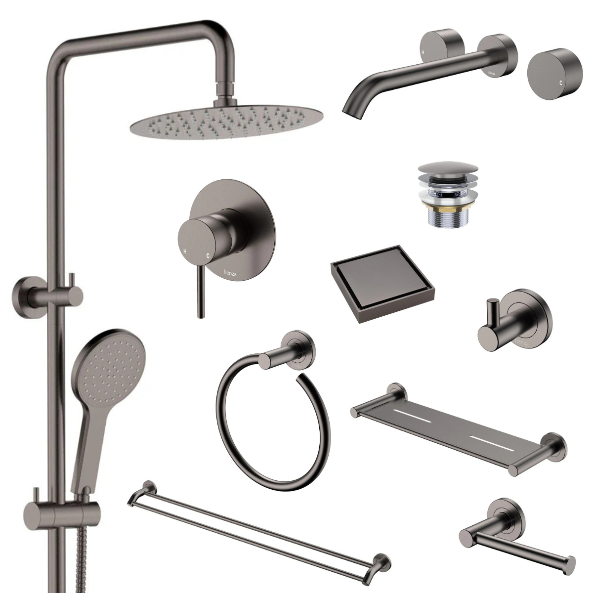 Fienza Kaya Bathroom 10 Piece Package – Gun Metal