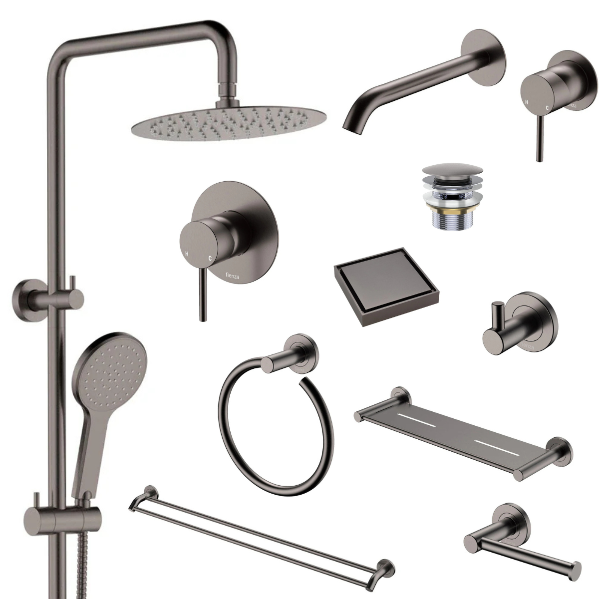 Fienza Kaya Bathroom 10 Piece Package – Gun Metal