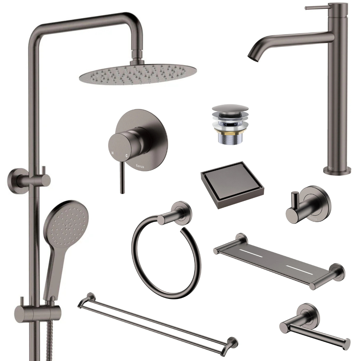 Fienza Kaya Bathroom 10 Piece Package – Gun Metal