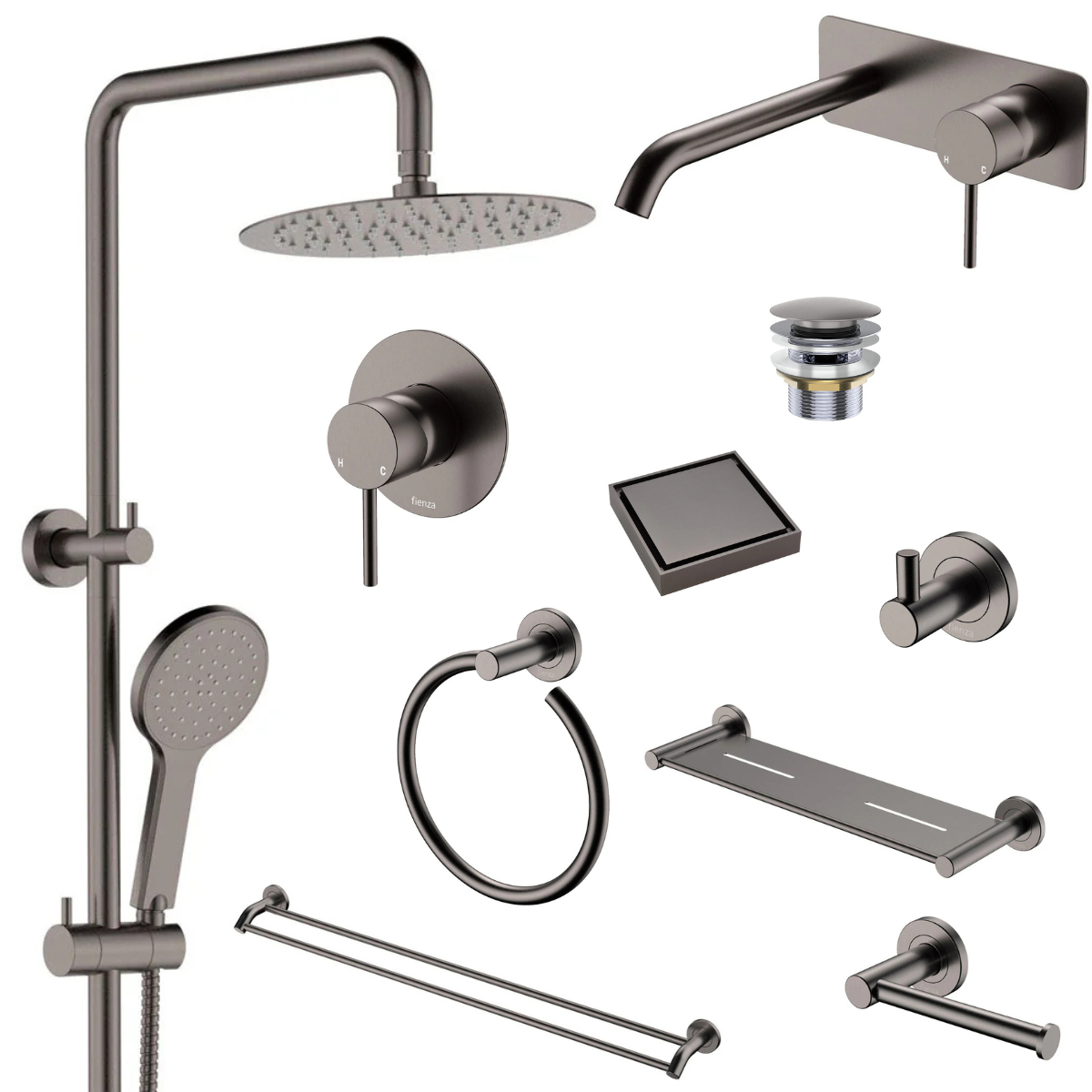 Fienza Kaya Bathroom 10 Piece Package – Gun Metal
