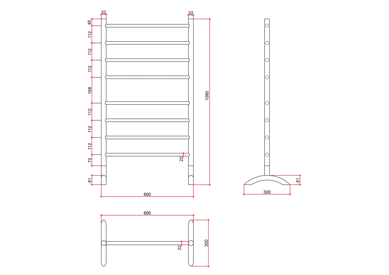 Thermorail Free Standing Straight/Round 8 Bars