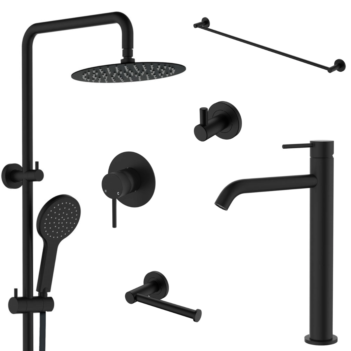 Fienza Kaya 6-Piece Bathroom Package - Matte Black
